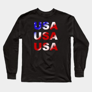 USA, USA Flag, Patriotic, Patriot, Proudly American Long Sleeve T-Shirt